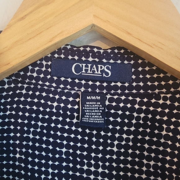 Chaps Navy Blue & White Button Up Blouse - Picture 2 of 3